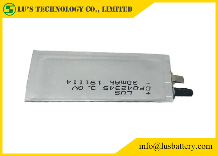 3V 30mAh Li Battery preliminar RFID diluem ultra CP042345 UL1642 para o cartão de crédito
