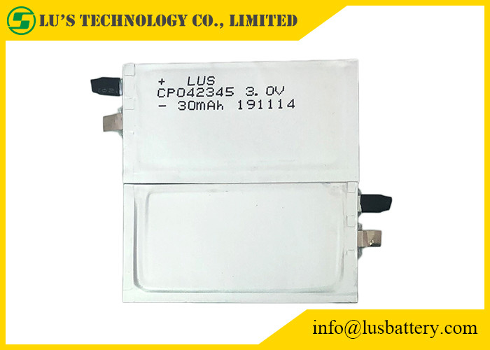 3V 30mAh Li Battery preliminar RFID diluem ultra CP042345 UL1642 para o cartão de crédito