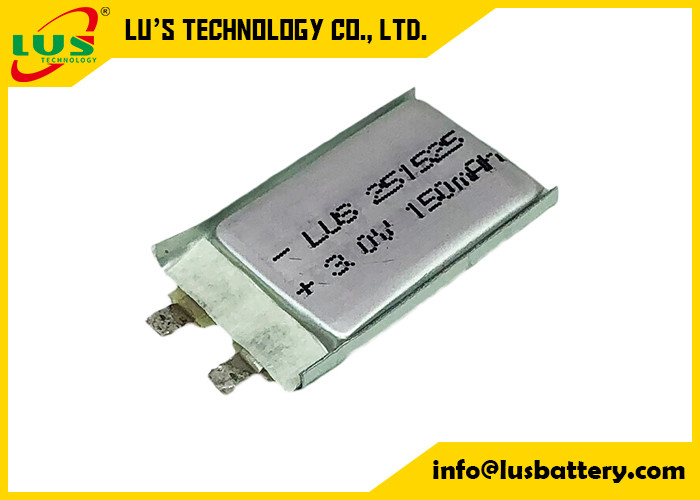Bateria lisa CP251525 3.0v 150mah Li Po Ultra Thin Battery do dióxido do manganês do lítio